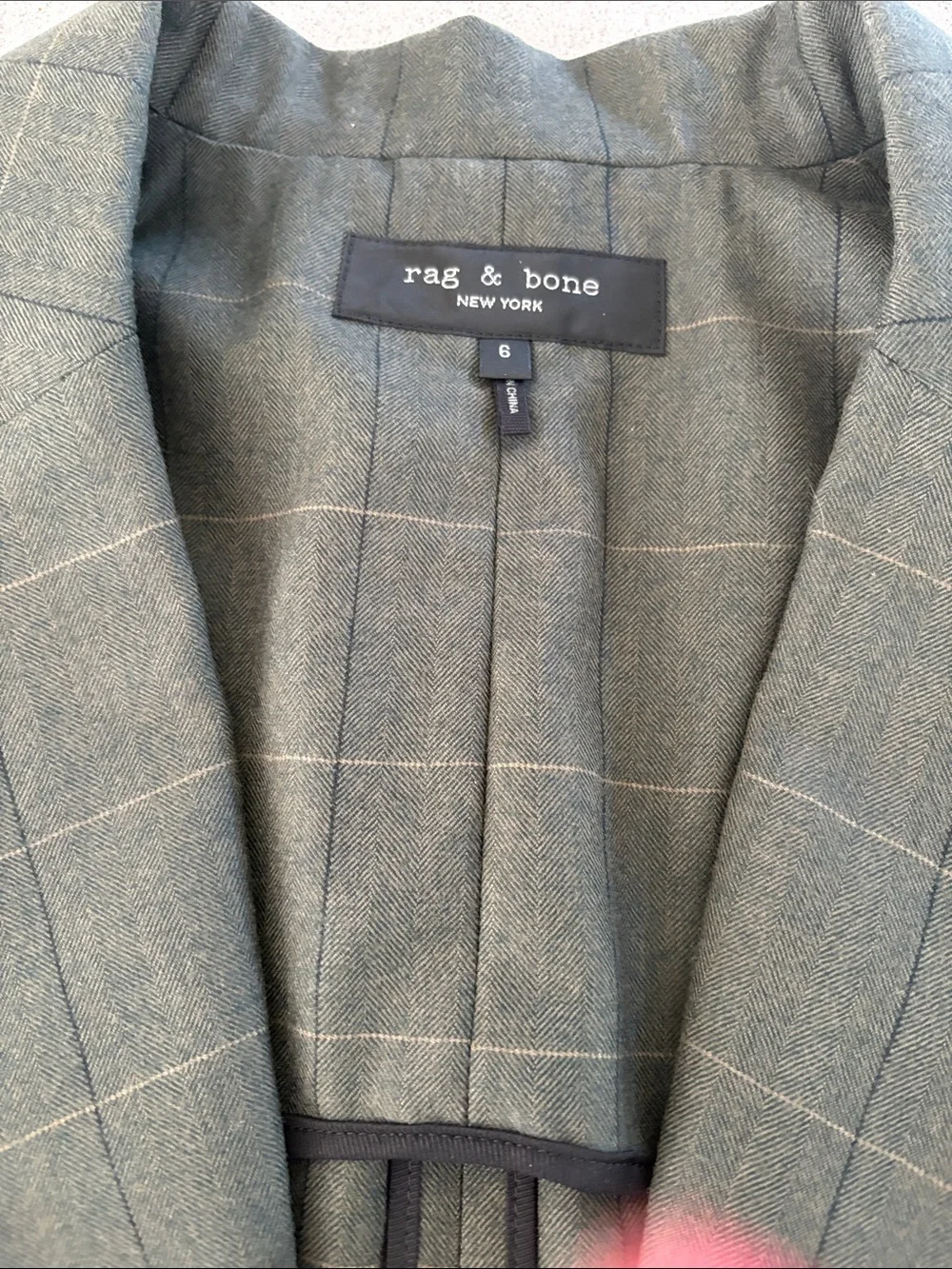 rag & bone Olive Green Windowpane Blazer